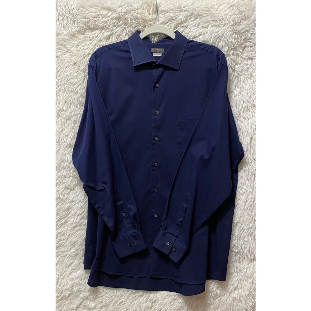 Van Heusen, Navy Flex Stretch L/S, Size 17 1/2-34/35